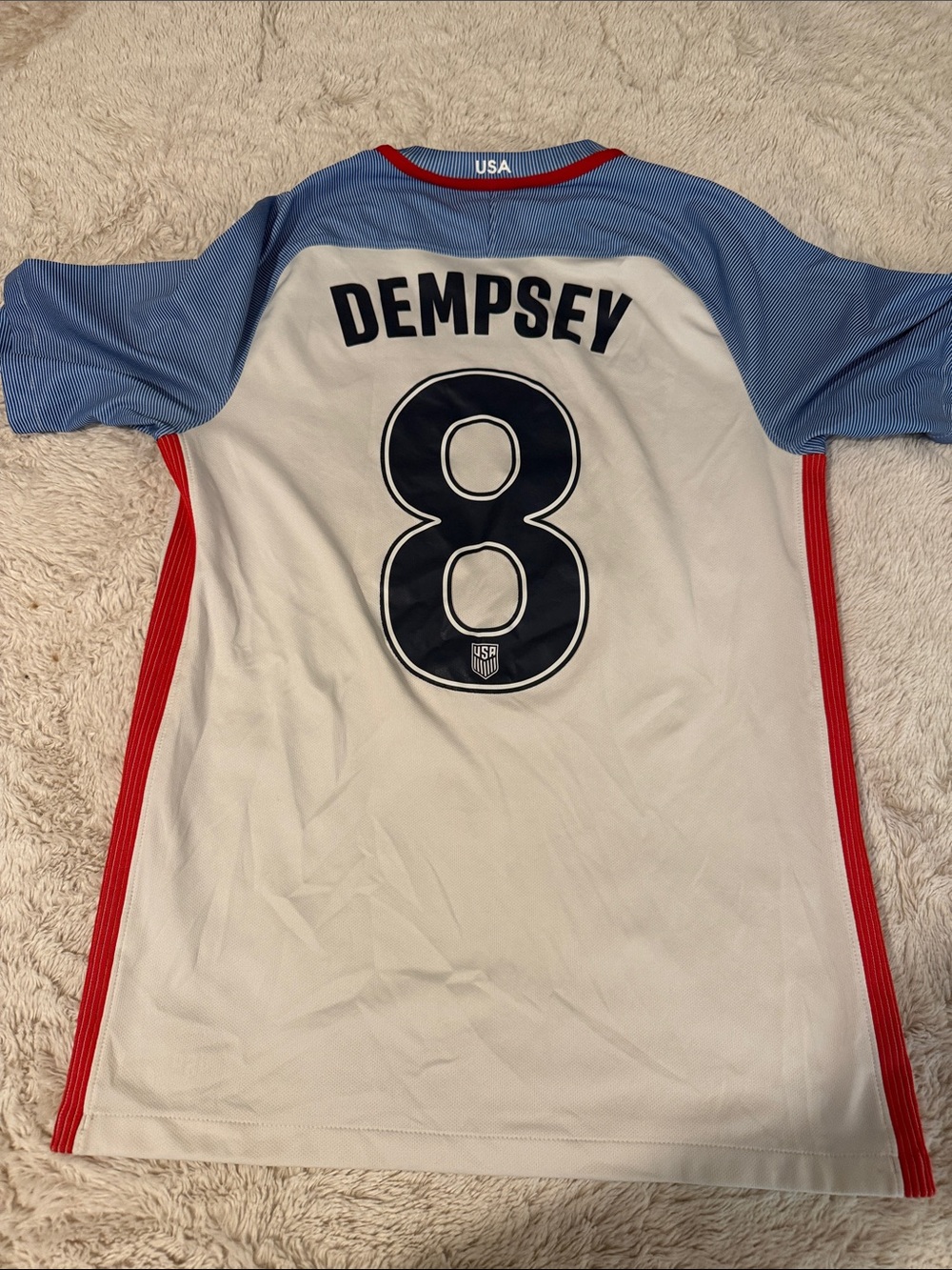 Nike White and Light Blue USA Soccer Jersey #8 - Picture 2 of 2